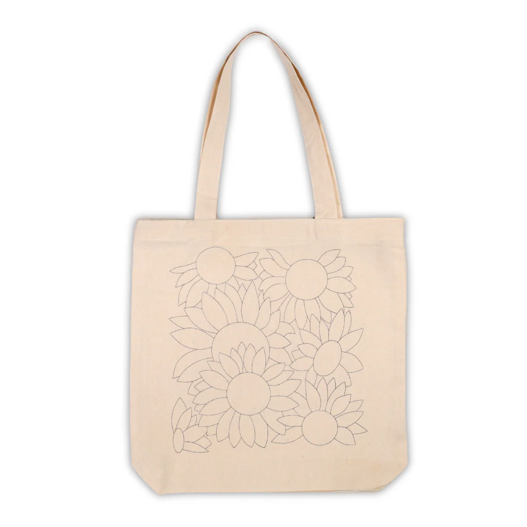 DIY canvas tote bag with sunflower print